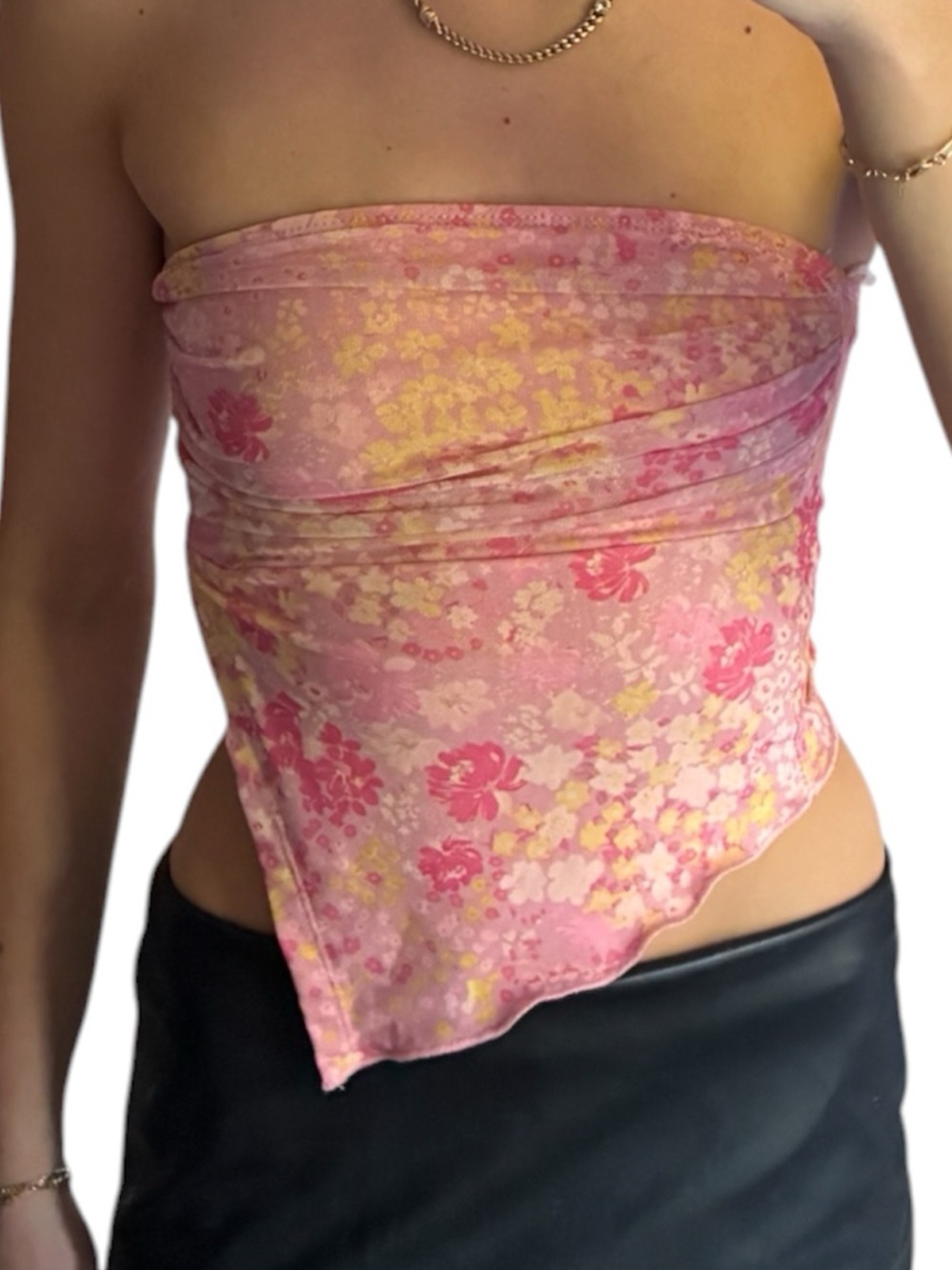 Pink Floral Tube Top